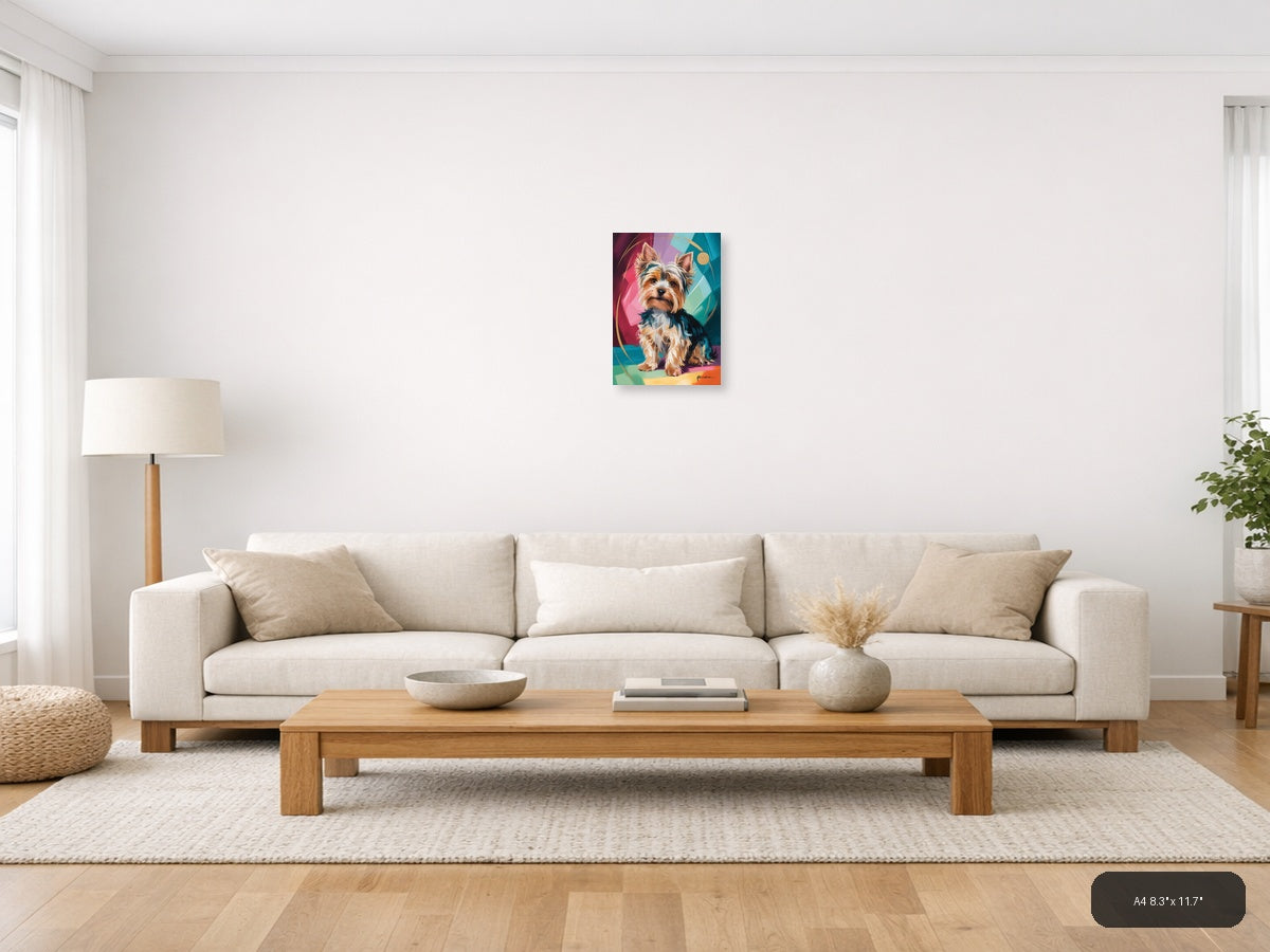 Colorful Terrier Portrait Abstract Wall Art — A4 / Living Room
