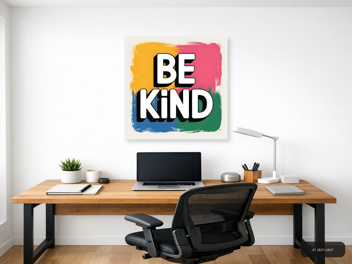 Be Kind Abstract Colorful Square Wall Art — A1 / Office