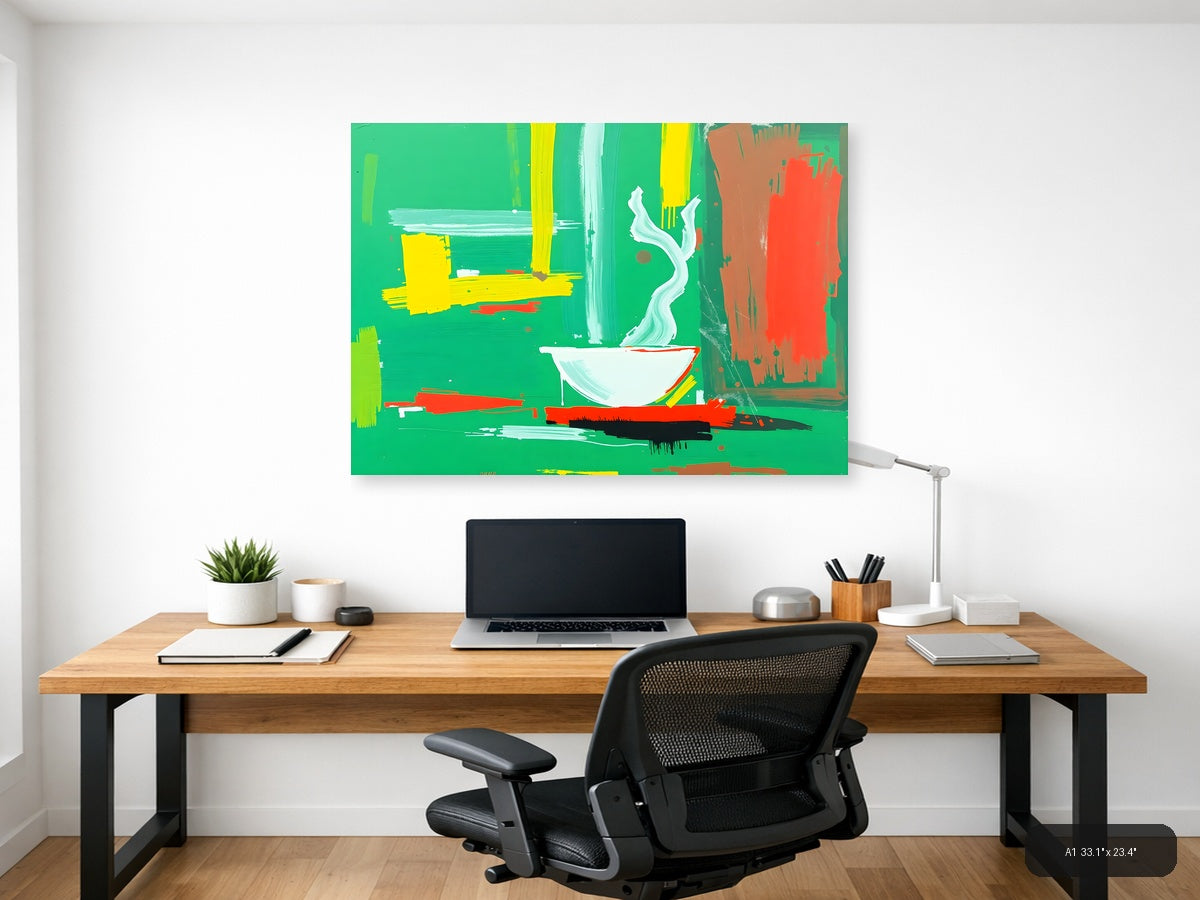 Abstract Bathroom Sink Bowl Green Modern Wall Art — A1 / Office