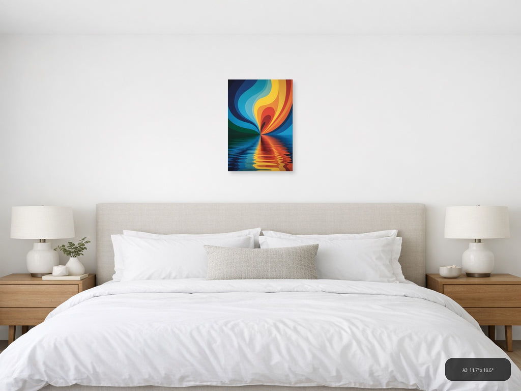 Colorful Flame Reflection Abstract Photography Wall Art — A3 / Bedroom