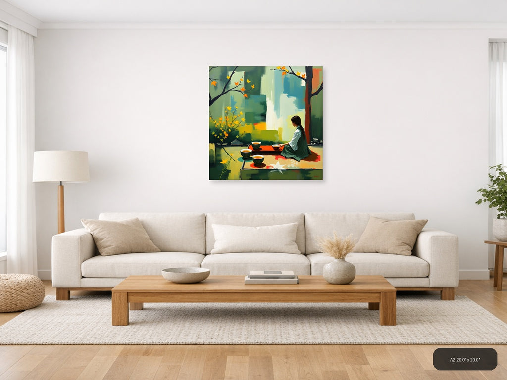 Abstract Autumn Tea Ceremony Asian Wall Art — A2 / Living Room