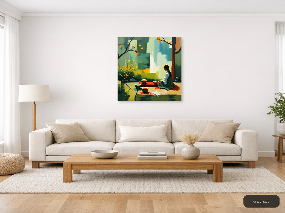 Abstract Autumn Tea Ceremony Asian Wall Art — A2 / Living Room