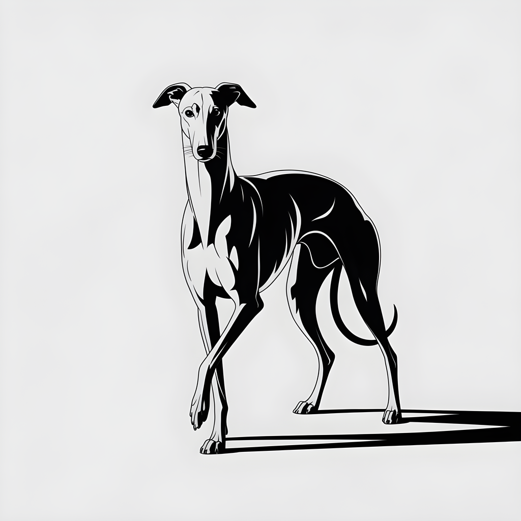 Minimalist Greyhound Dog Black and White Wall Art