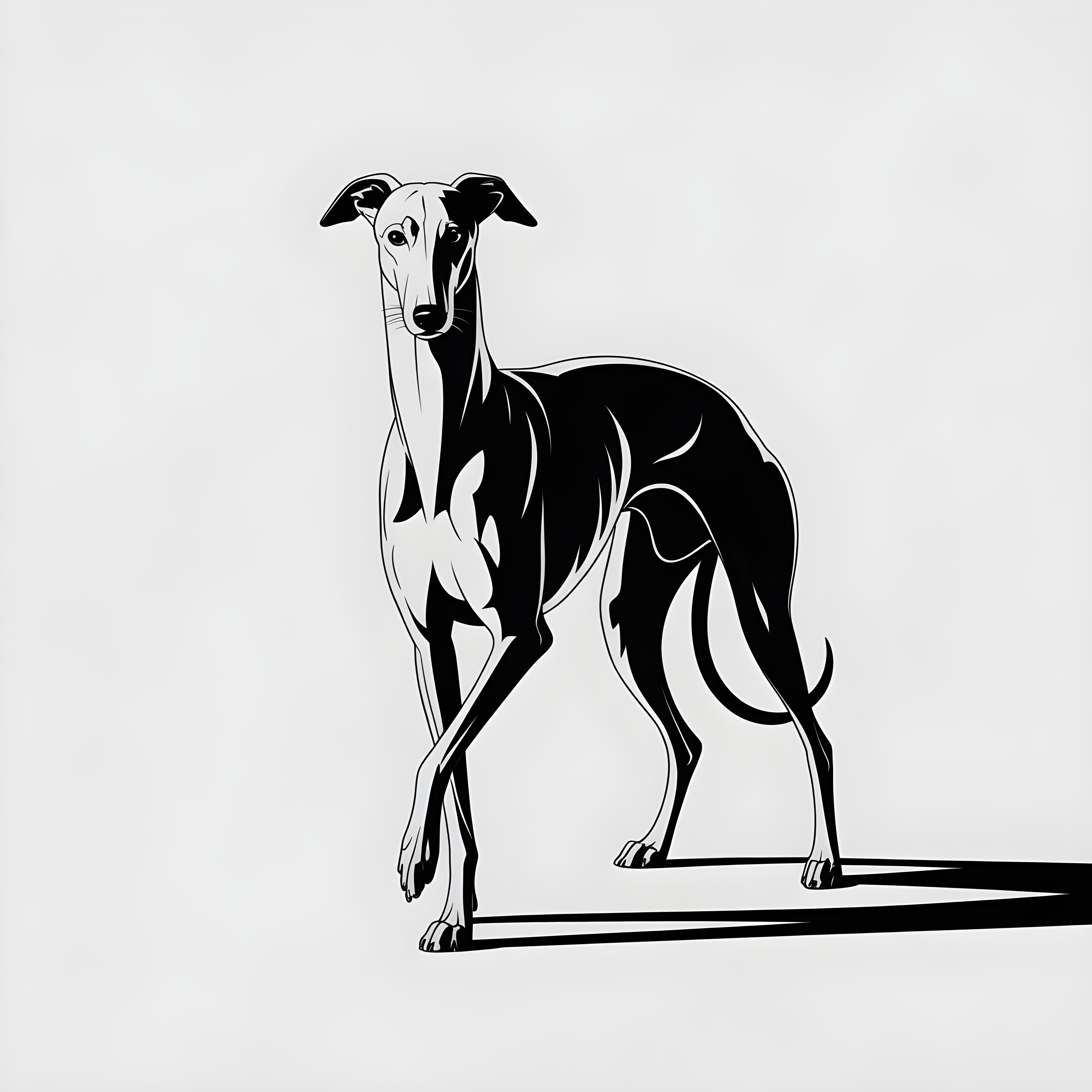 Minimalist Greyhound Dog Black and White Wall Art