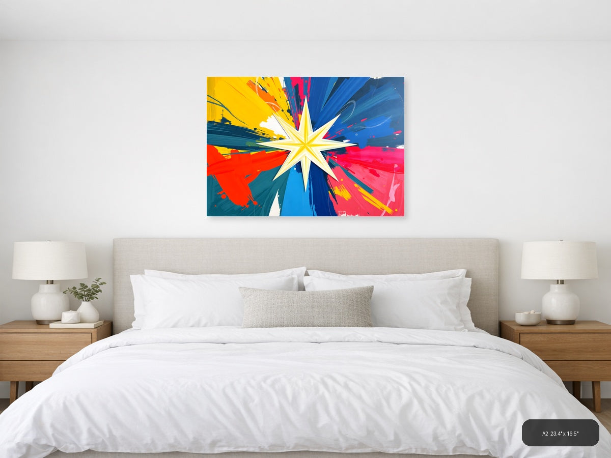 Vibrant Star Burst Abstract Explosion Wall Art — A2 / Bedroom