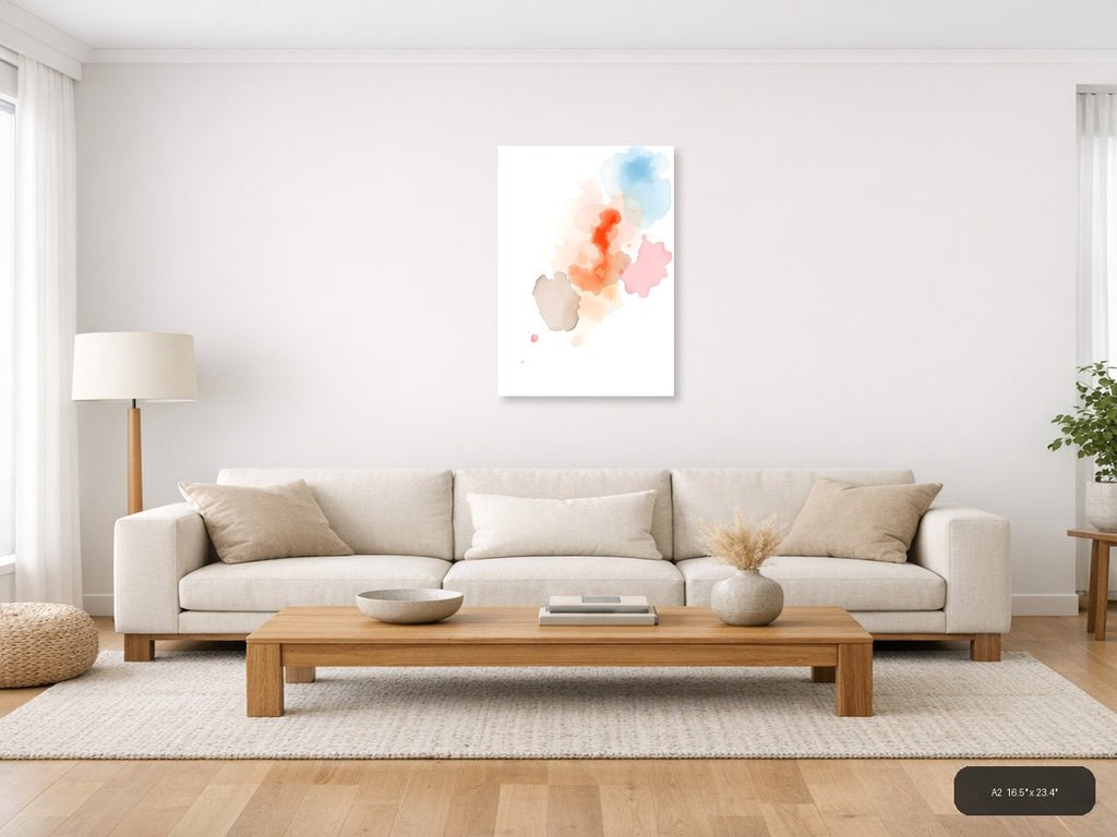 Abstract Watercolor Map Landscape Wall Art — A2 / Living Room
