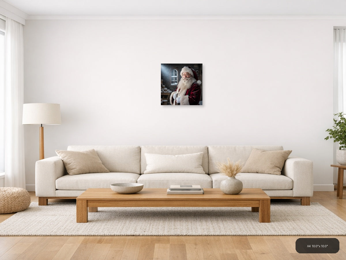 Santa Claus Portrait Winter Photography Wall Art — A4 / Living Room