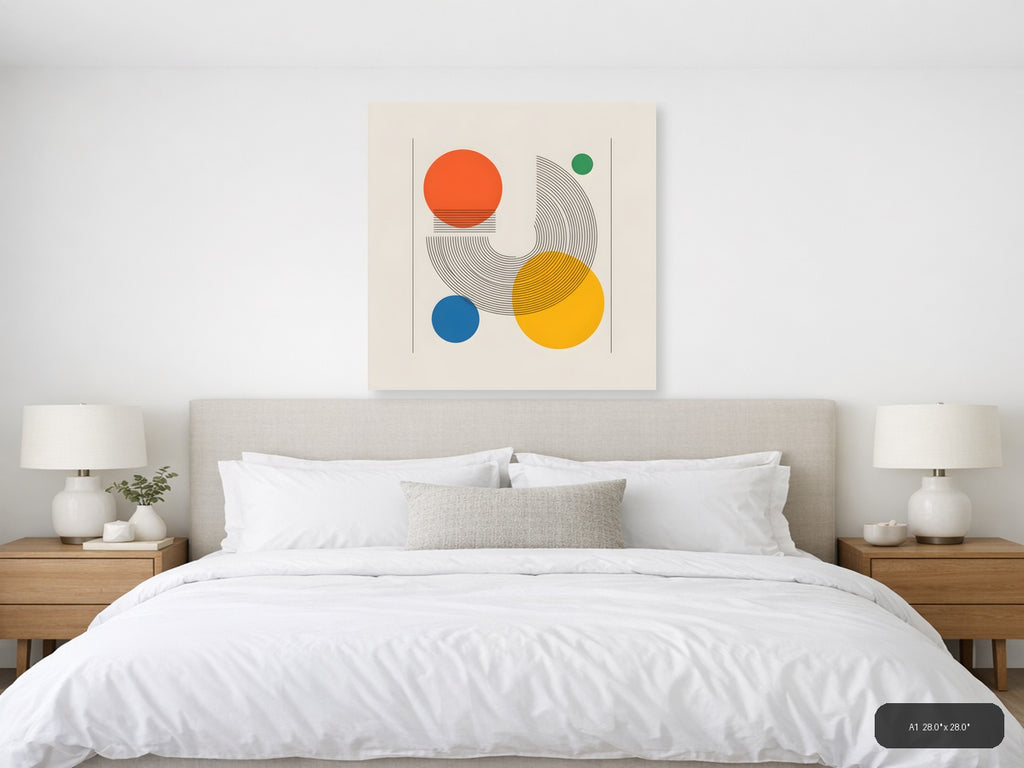 Geometric Circles Line Art Wall Art — A1 / Bedroom