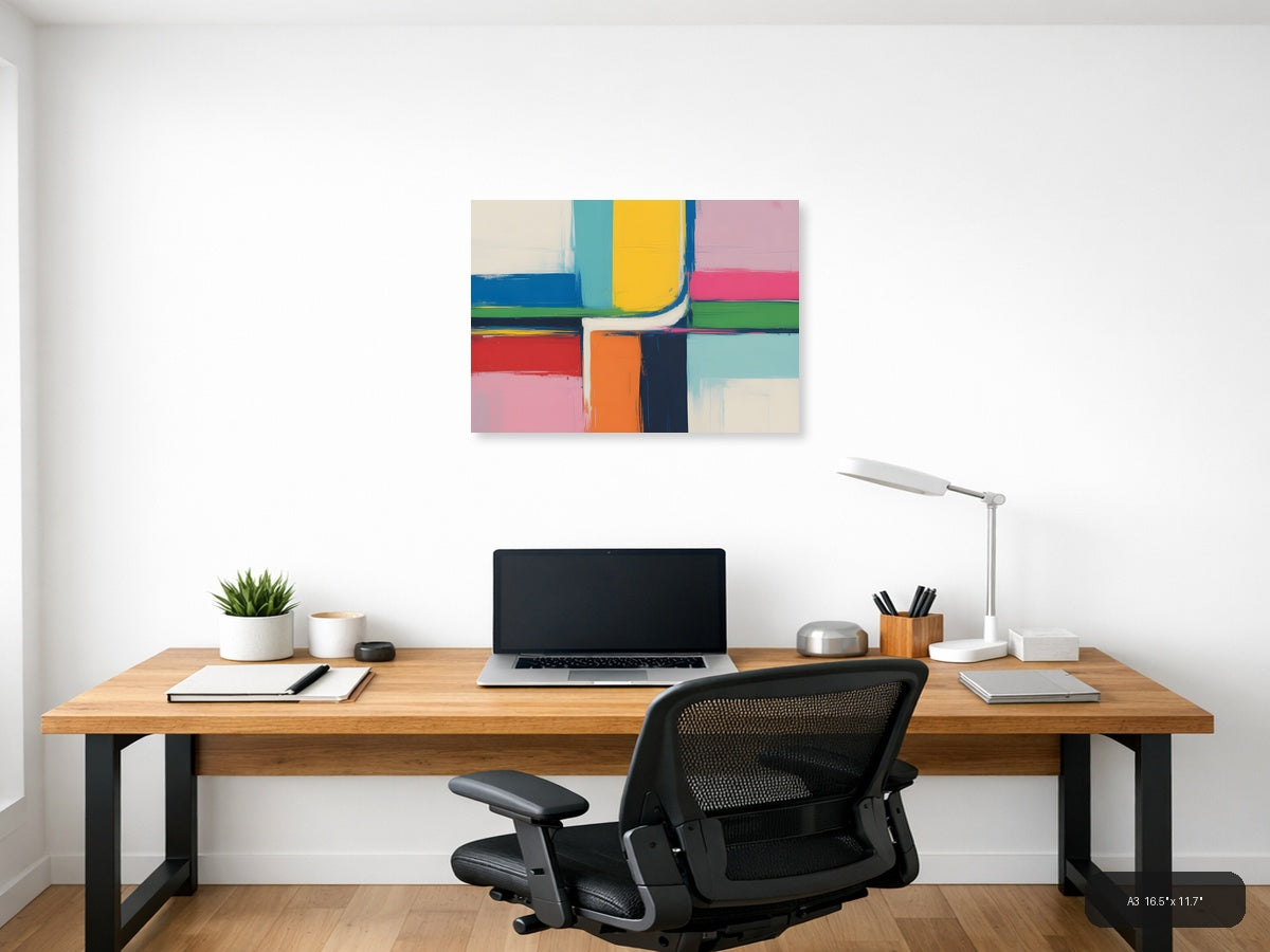 Colorful Abstract Geometric Shapes Modern Wall Art — A3 / Office