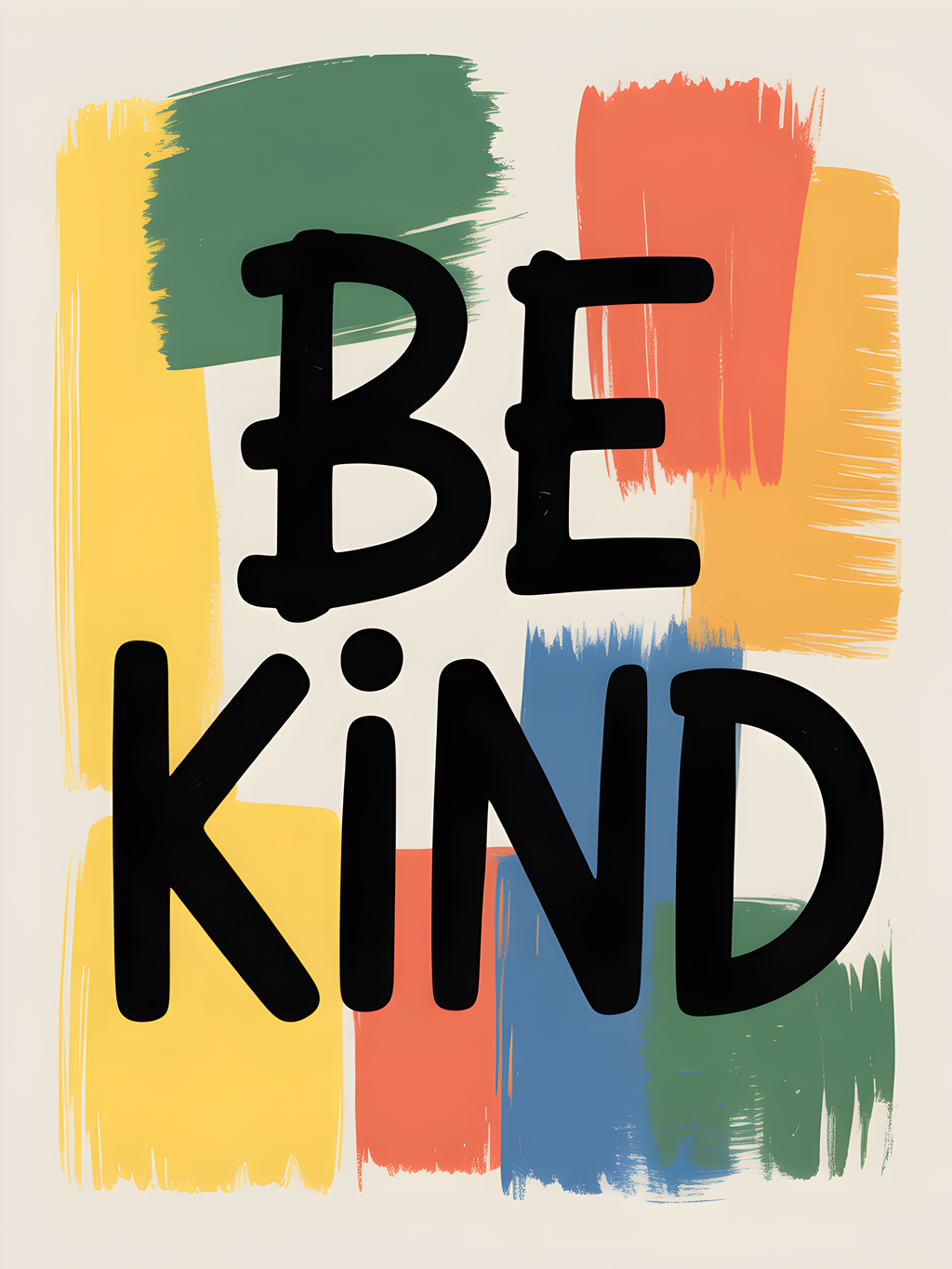 Be Kind Abstract Colorful Brushstroke Wall Art