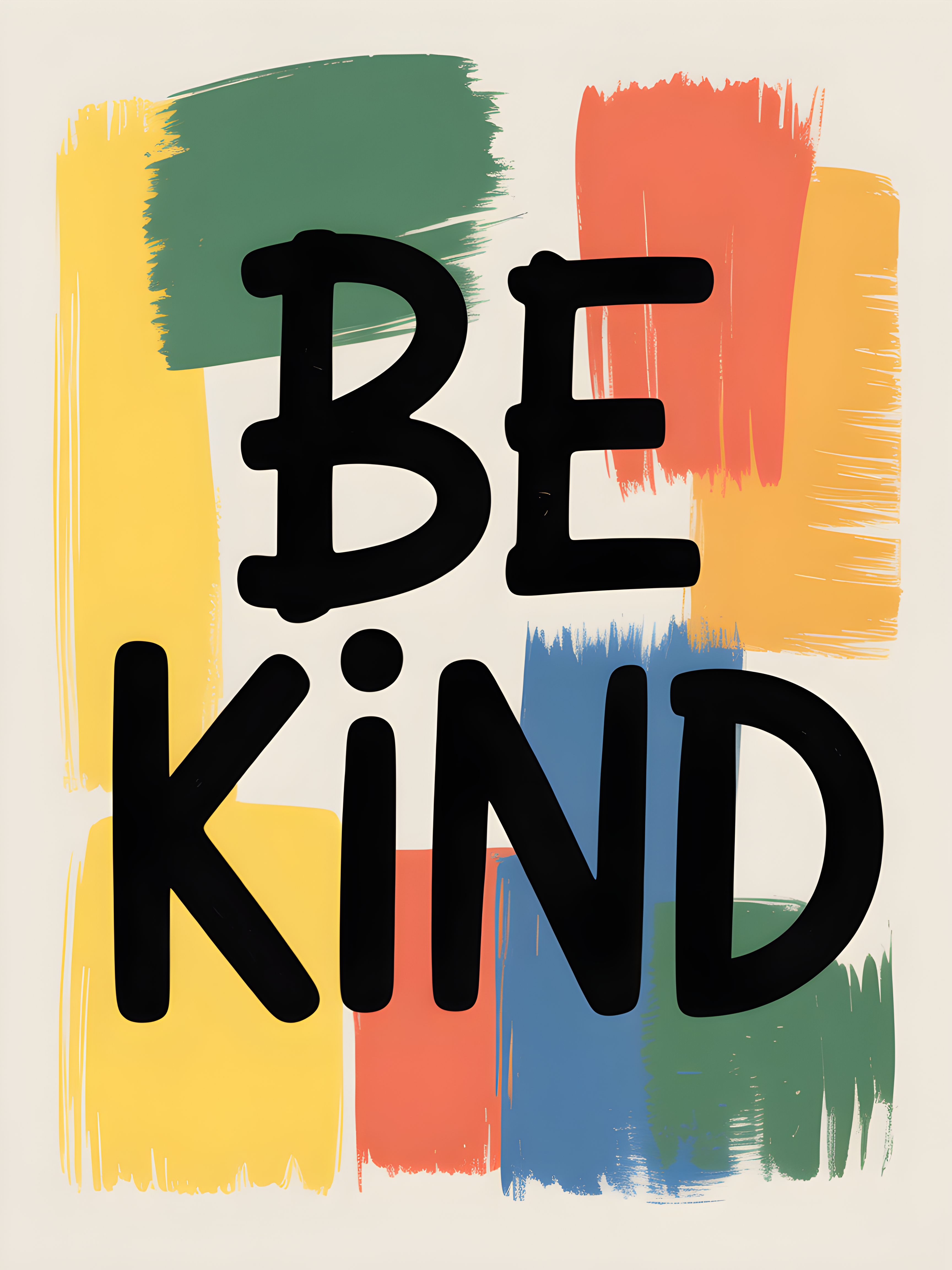 Be Kind Abstract Colorful Brushstroke Wall Art