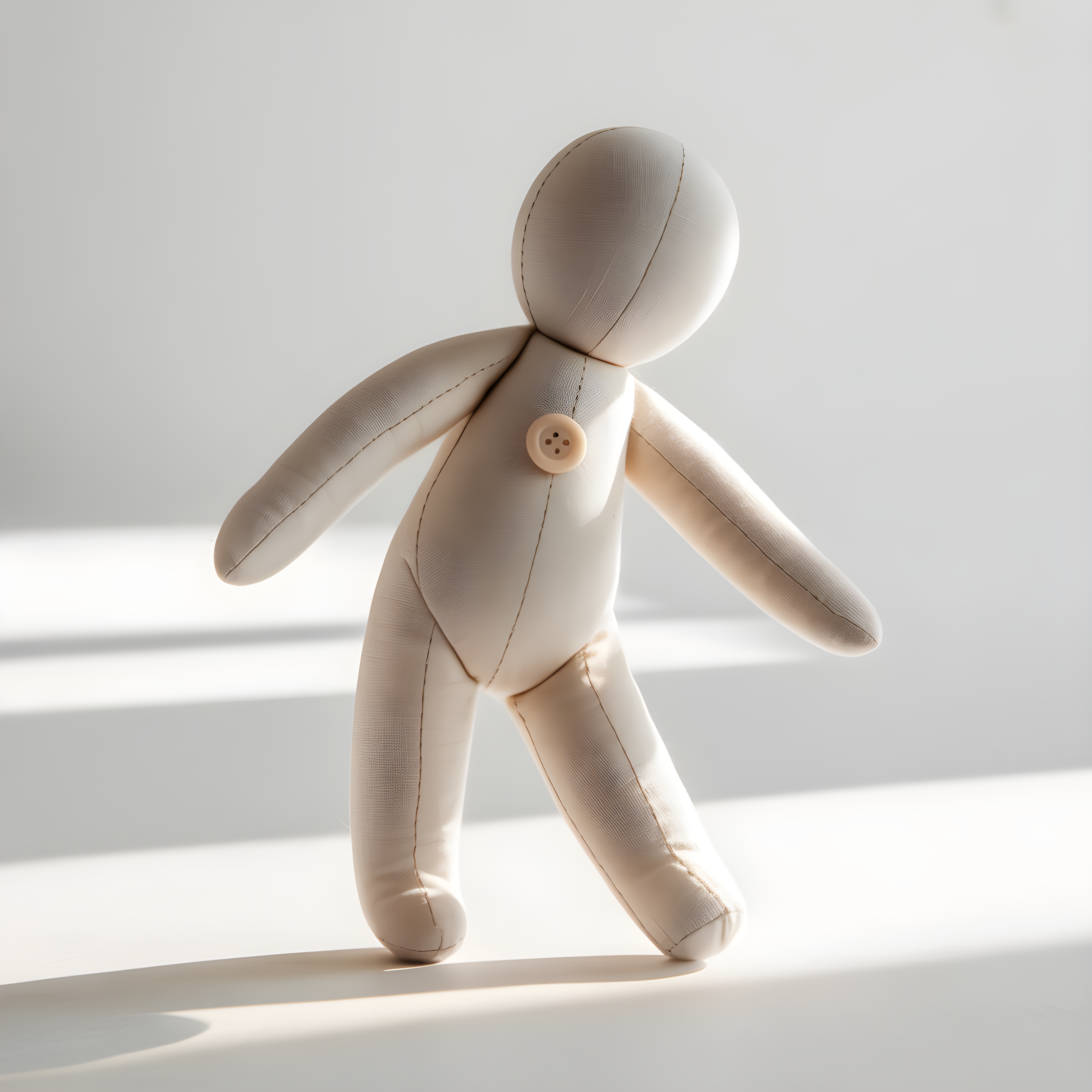 Minimalist Fabric Doll Figure Beige Wall Art