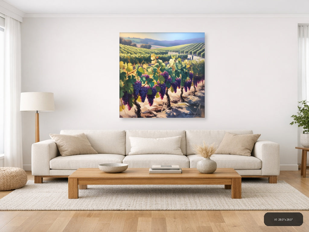 Purple Vineyard Landscape Abstract Wall Art — A1 / Living Room