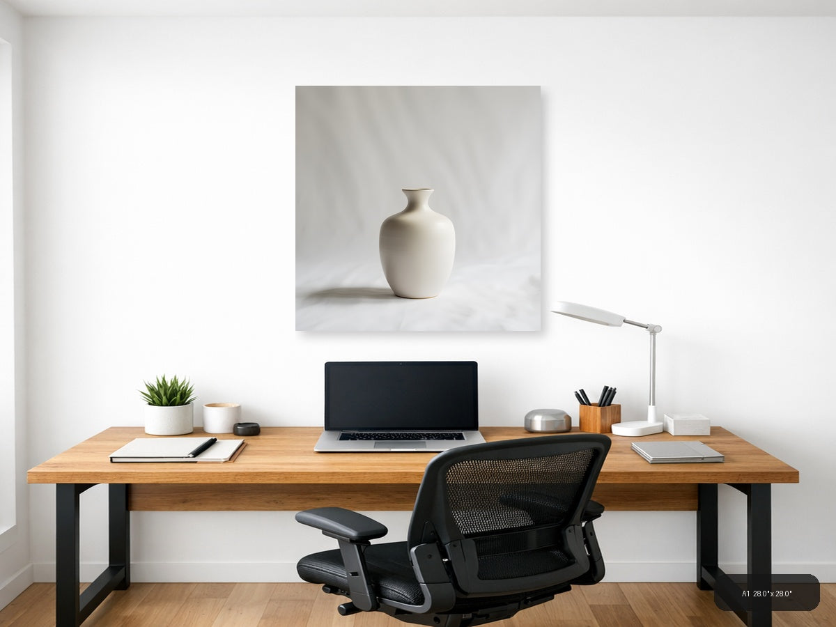 Minimalist White Ceramic Vase Sculpture Wall Art — A1 / Office