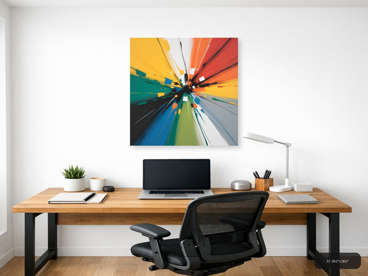 Colorful Abstract Starburst Explosion Square Wall Art — A1 / Office