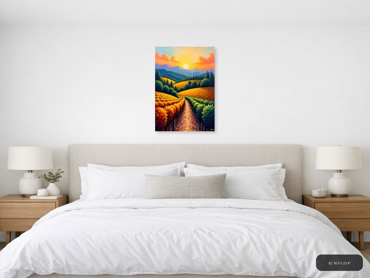 Sunset Vineyard Landscape Abstract Wall Art — A2 / Bedroom