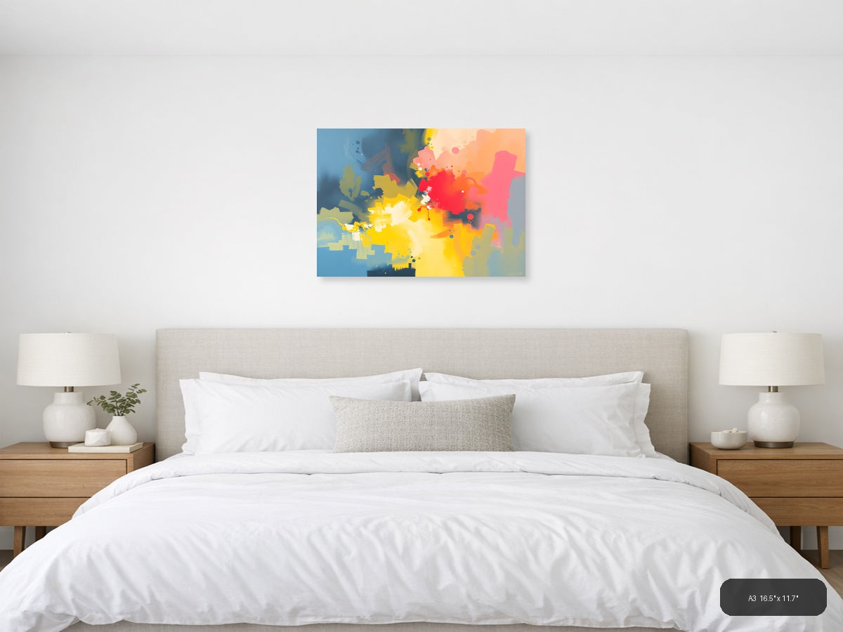 Vibrant Abstract Splatter Landscape Wall Art — A3 / Bedroom