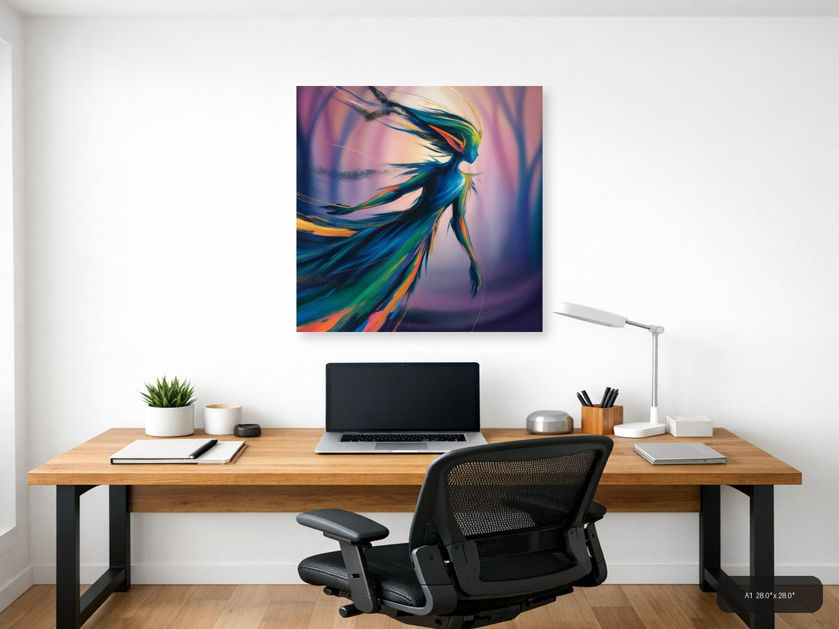 Colorful Abstract Woman Silhouette Wind Flow Wall Art — A1 / Office