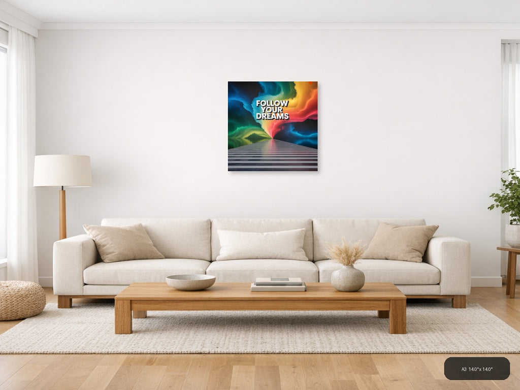 Colorful Abstract Light Rays Photography Wall Art — A3 / Living Room