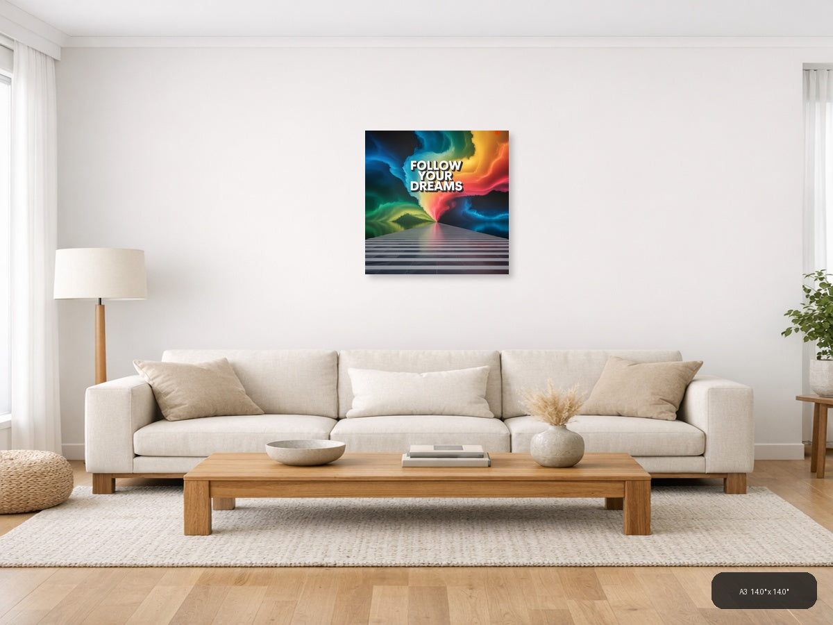 Colorful Abstract Light Rays Photography Wall Art — A3 / Living Room