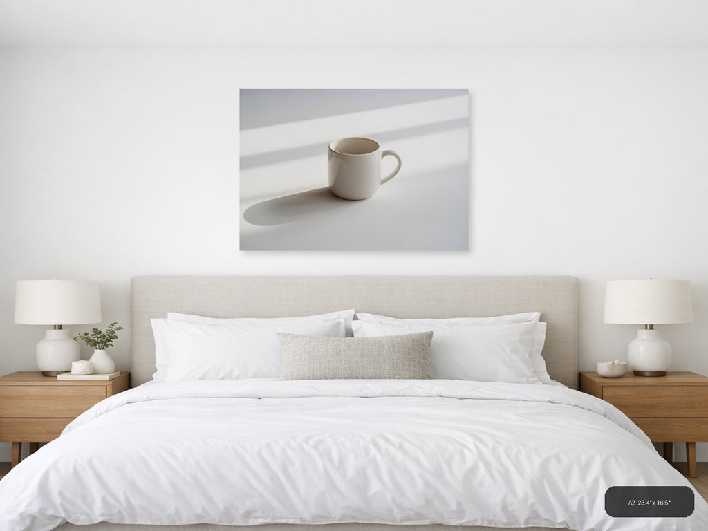 Minimalist White Mug Shadow Study Wall Art — A2 / Bedroom