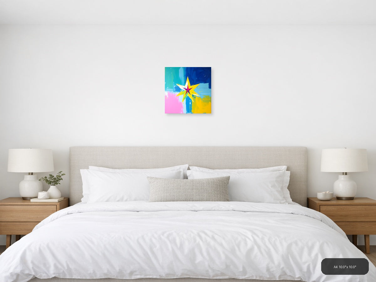 Colorful Abstract Star Burst Modern Wall Art — A4 / Bedroom