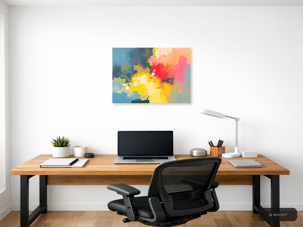 Vibrant Abstract Splatter Landscape Wall Art — A3 / Office