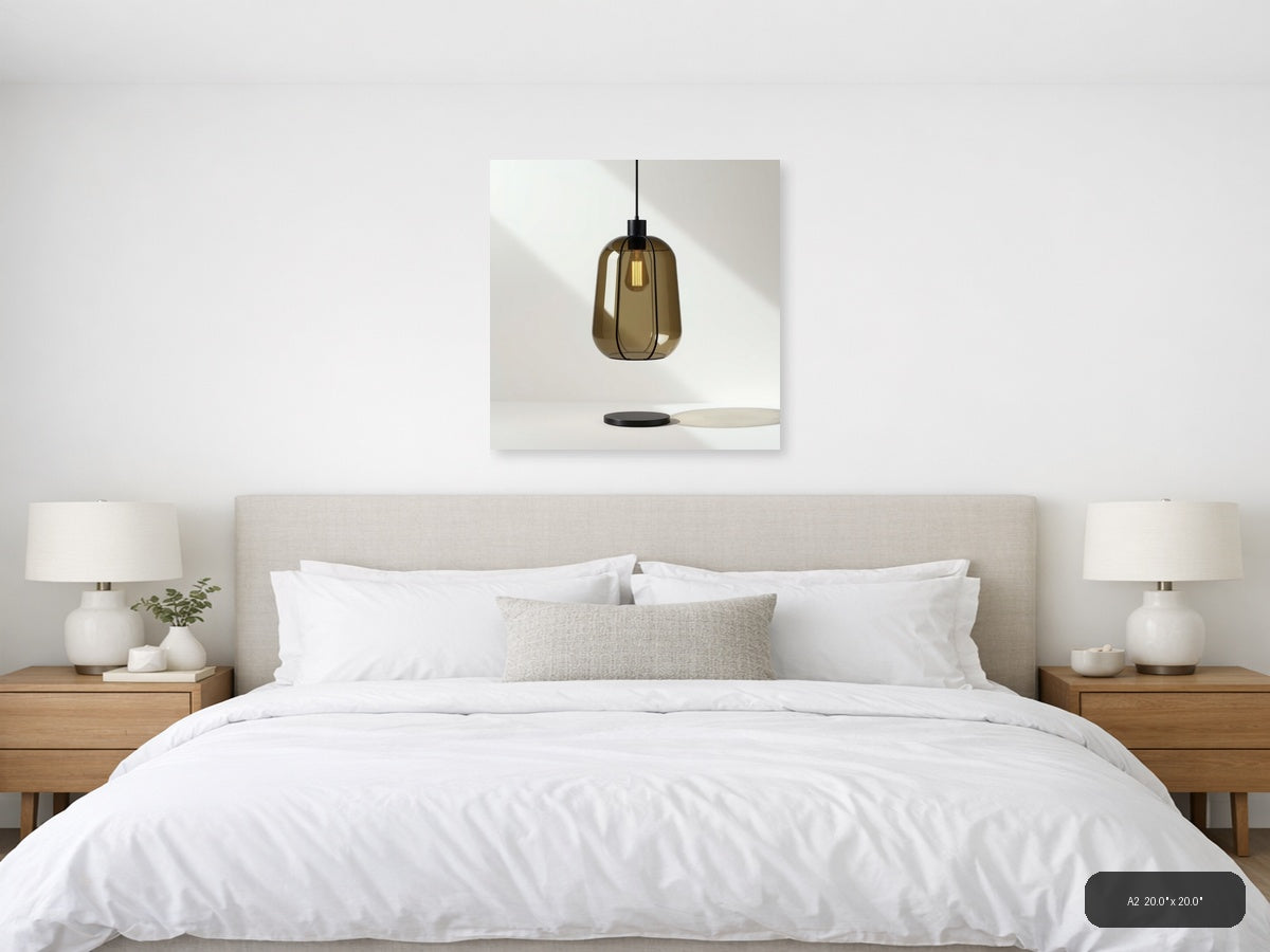 Minimalist Amber Glass Pendant Light Wall Art — A2 / Bedroom
