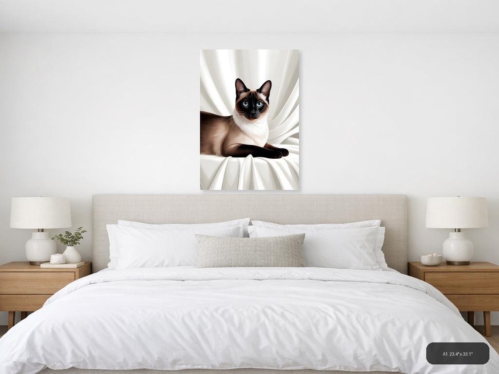 Siamese Cat with Blue Eyes Minimalist Wall Art — A1 / Bedroom