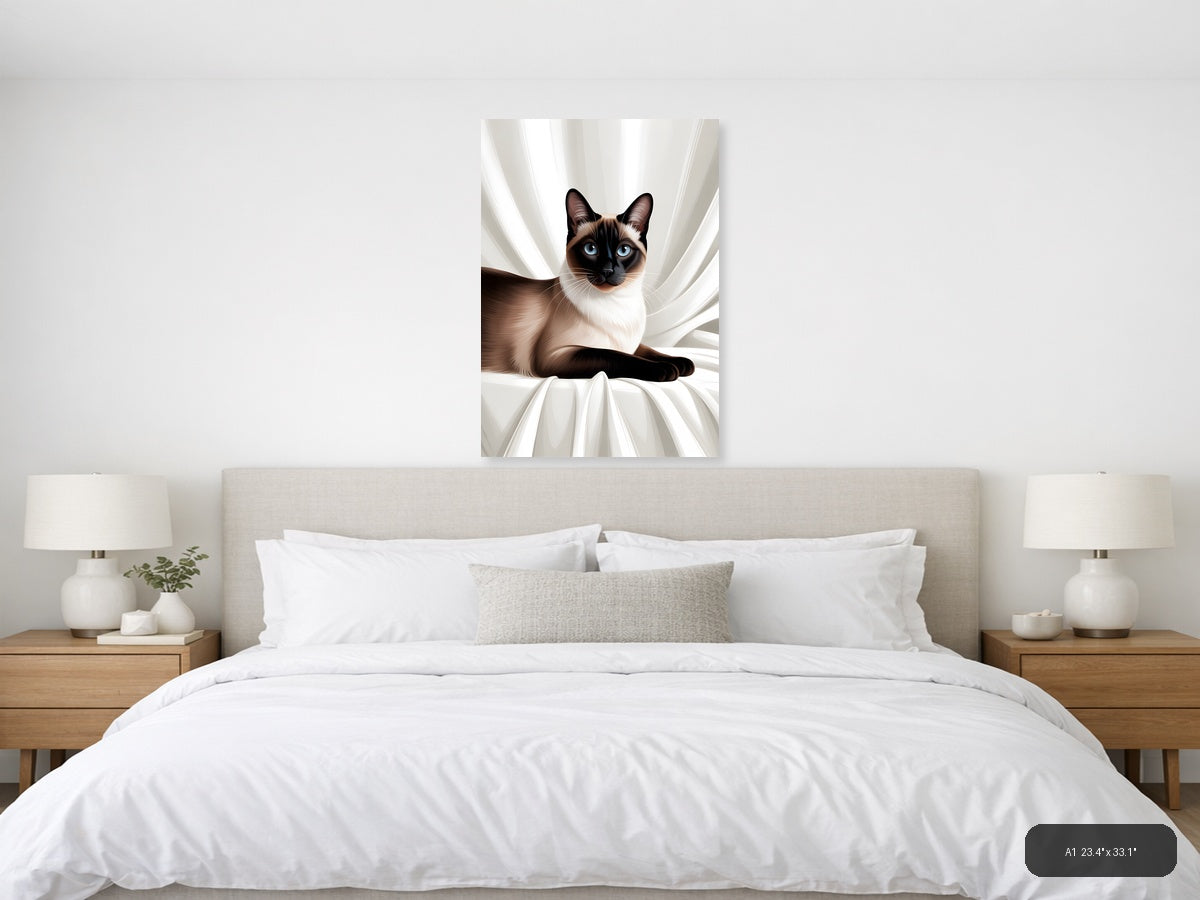 Siamese Cat with Blue Eyes Minimalist Wall Art — A1 / Bedroom