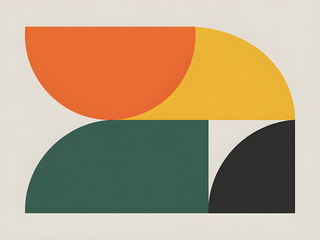 Minimalist Geometric Shapes Orange Yellow Green Wall Art