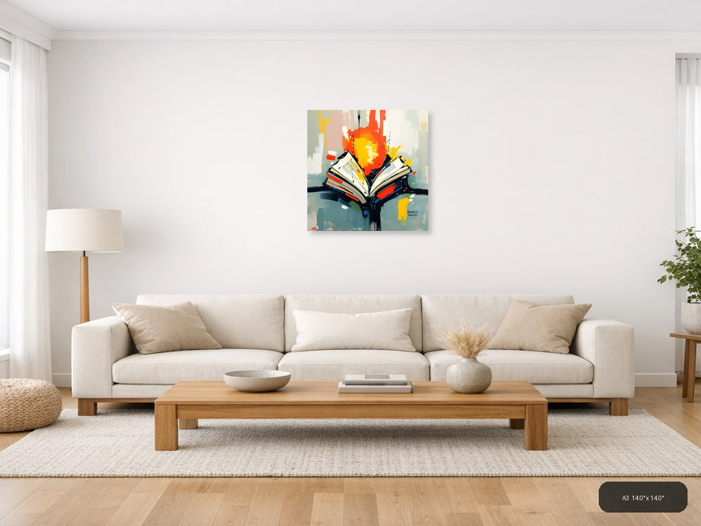 Abstract Open Book with Colorful Splashes Wall Art — A3 / Living Room