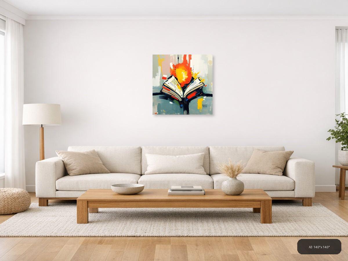 Abstract Open Book with Colorful Splashes Wall Art — A3 / Living Room