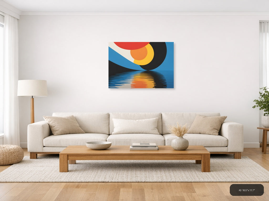 Abstract Sunset Reflection Modern Photography Wall Art — A3 / Living Room