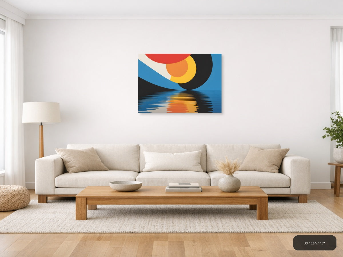 Abstract Sunset Reflection Modern Photography Wall Art — A3 / Living Room