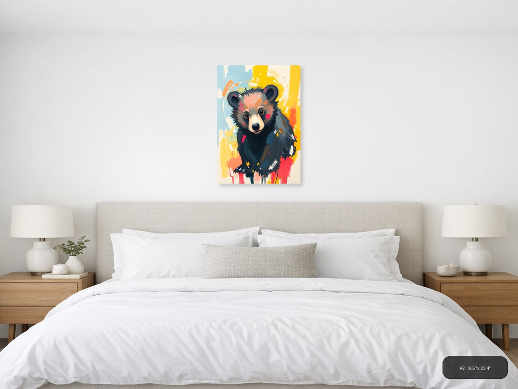 Abstract Colorful Bear Portrait Modern Wall Art — A2 / Bedroom