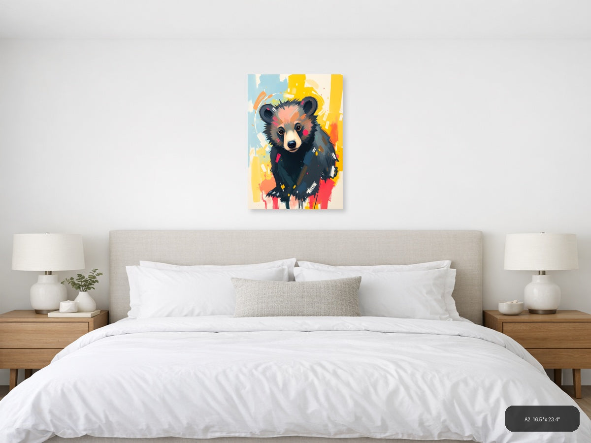 Abstract Colorful Bear Portrait Modern Wall Art — A2 / Bedroom
