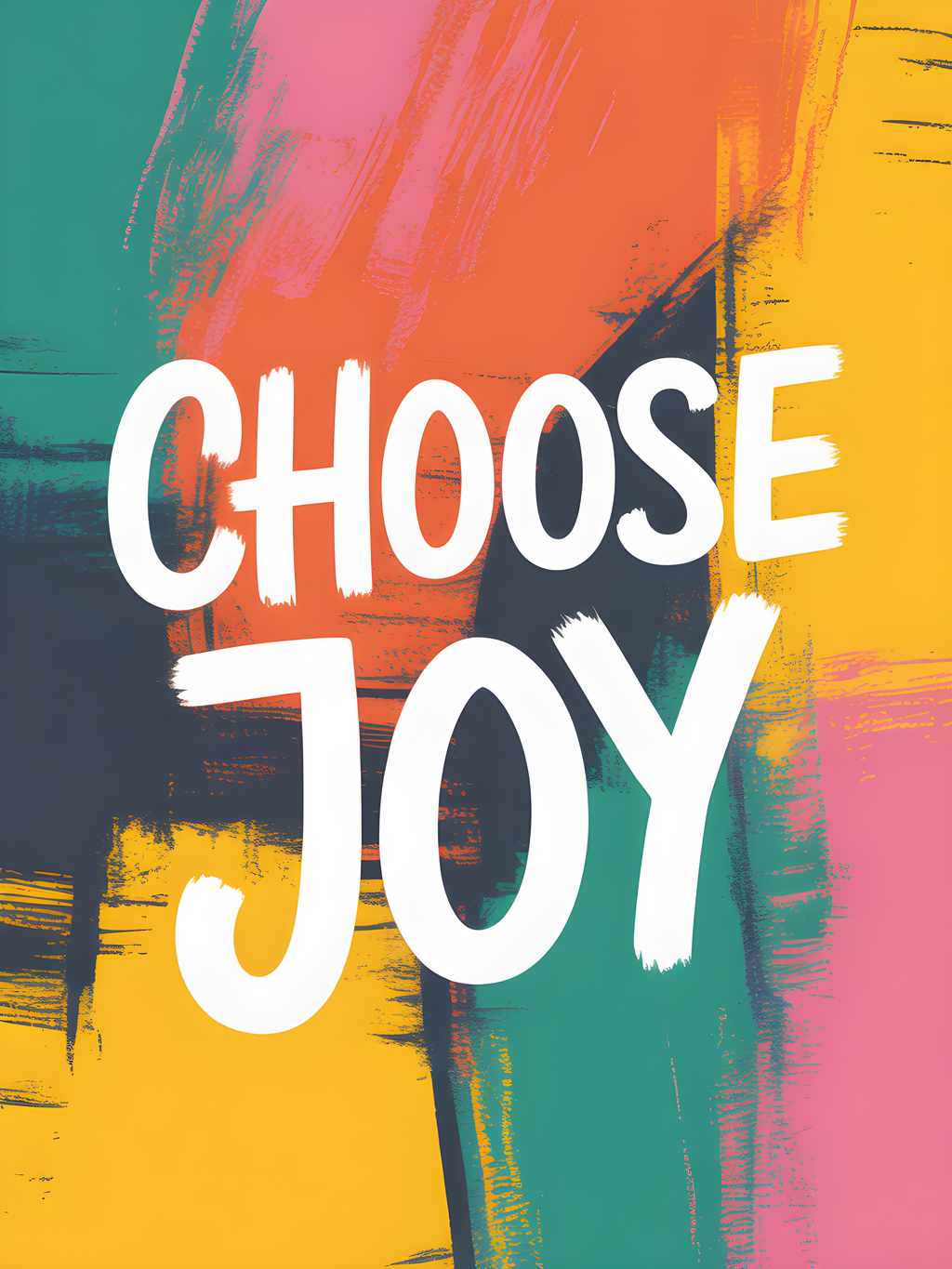 Choose Joy Abstract Colorful Brush Strokes Wall Art
