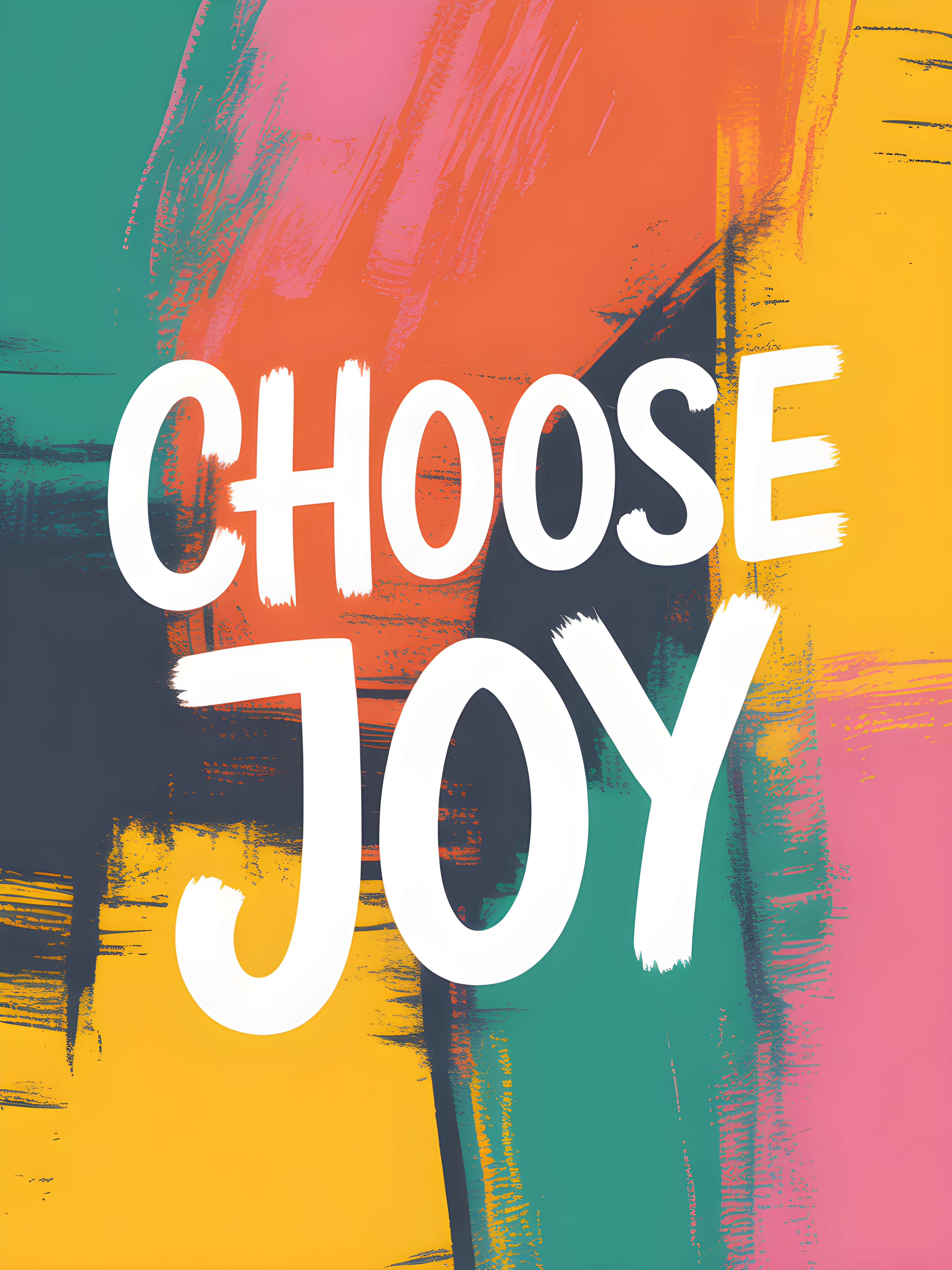 Choose Joy Abstract Colorful Brush Strokes Wall Art