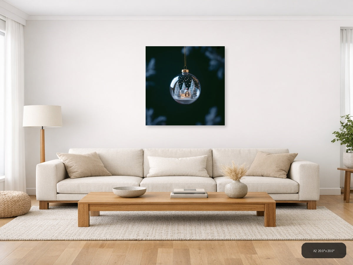 Winter Snow Globe House Photography Wall Art — A2 / Living Room