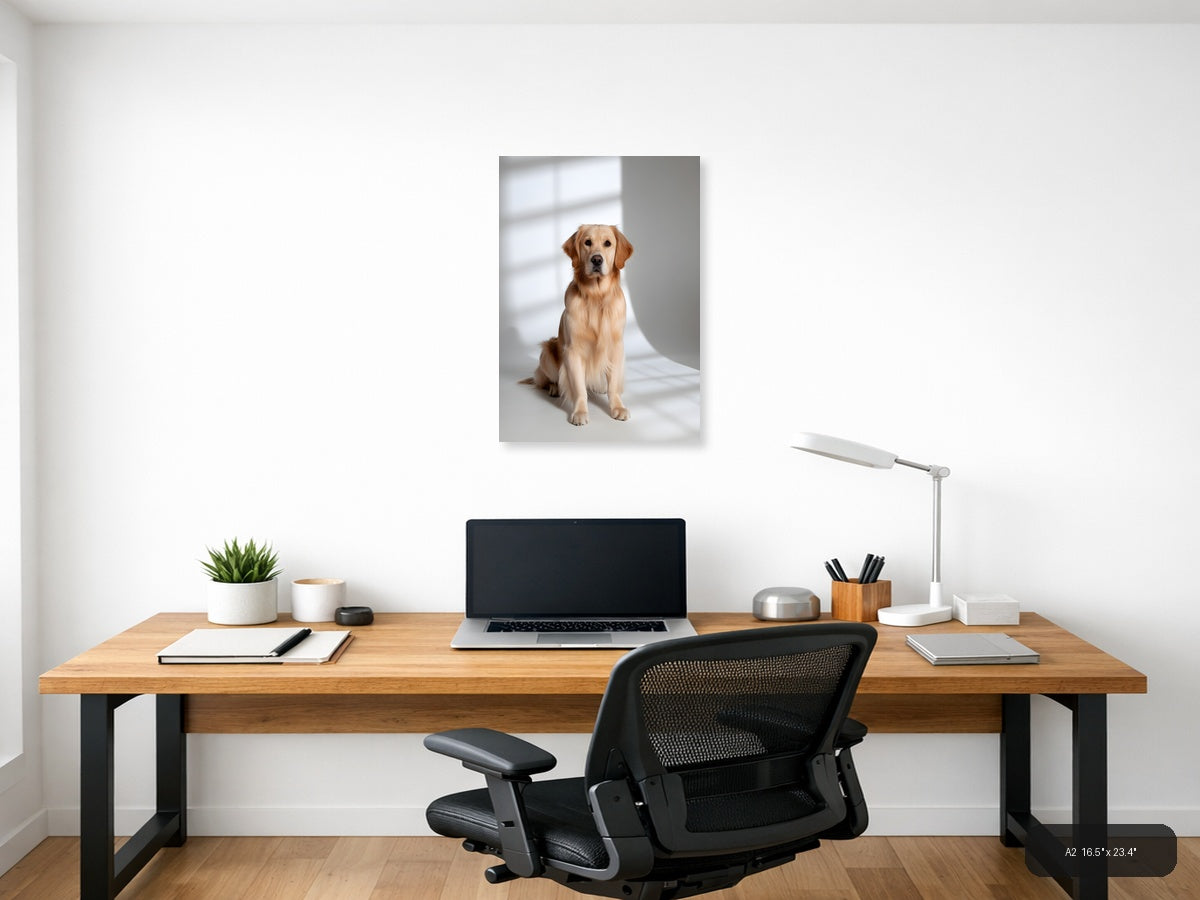 Golden Labrador Portrait Minimalist Wall Art — A2 / Office