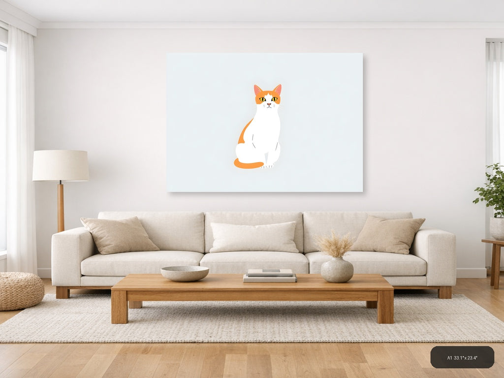 Cat Life Canvas Print | Minimalist Wall Art | A4 A3 A2 A1 — A1 (Living Room)