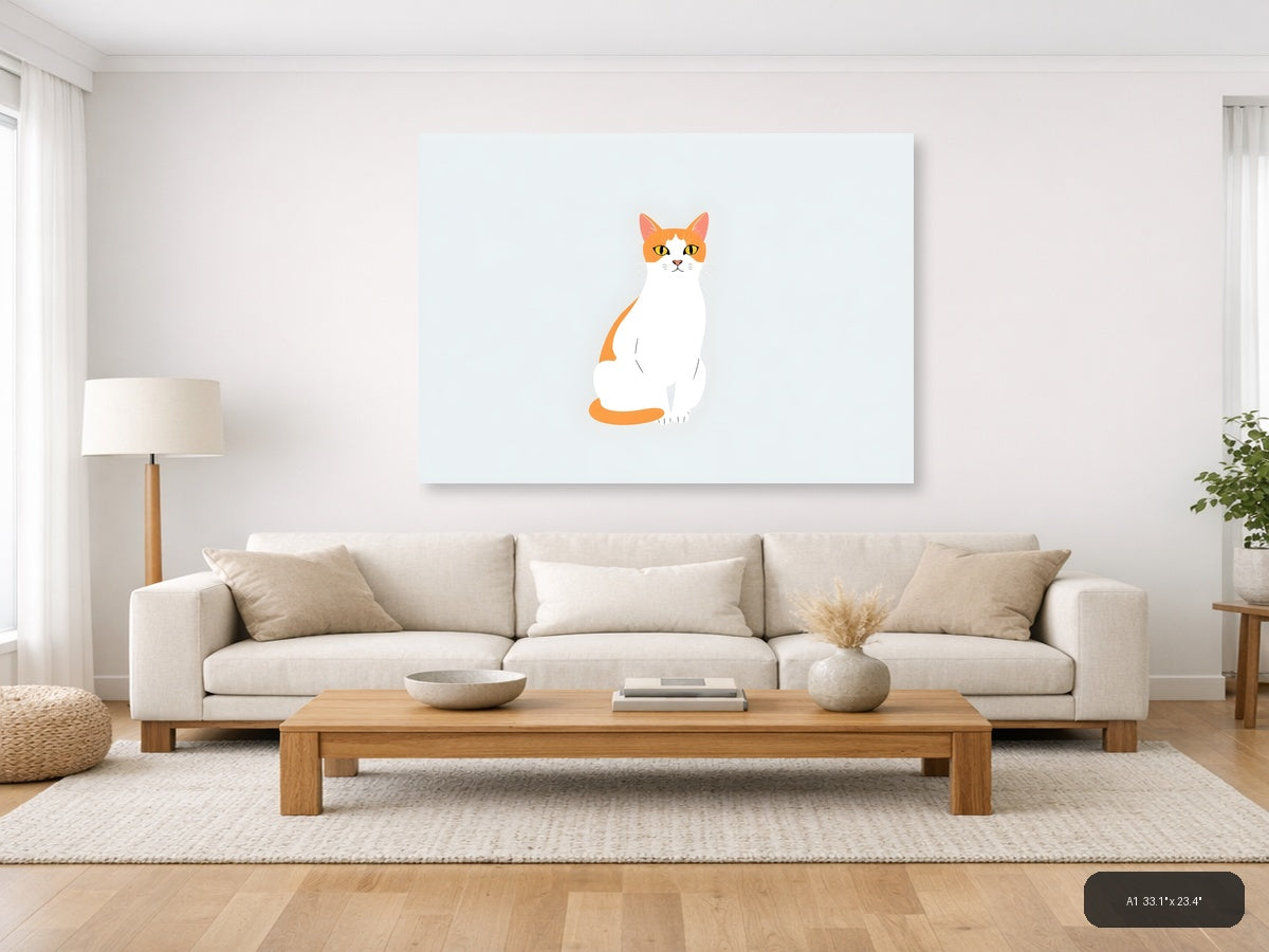 Cat Life Canvas Print | Minimalist Wall Art | A4 A3 A2 A1 — A1 (Living Room)