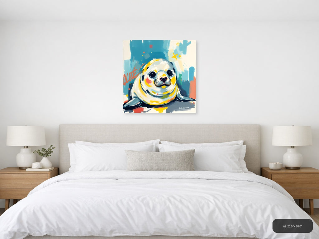 Cute Seal Abstract Modern Pop Art Wall Art — A2 / Bedroom