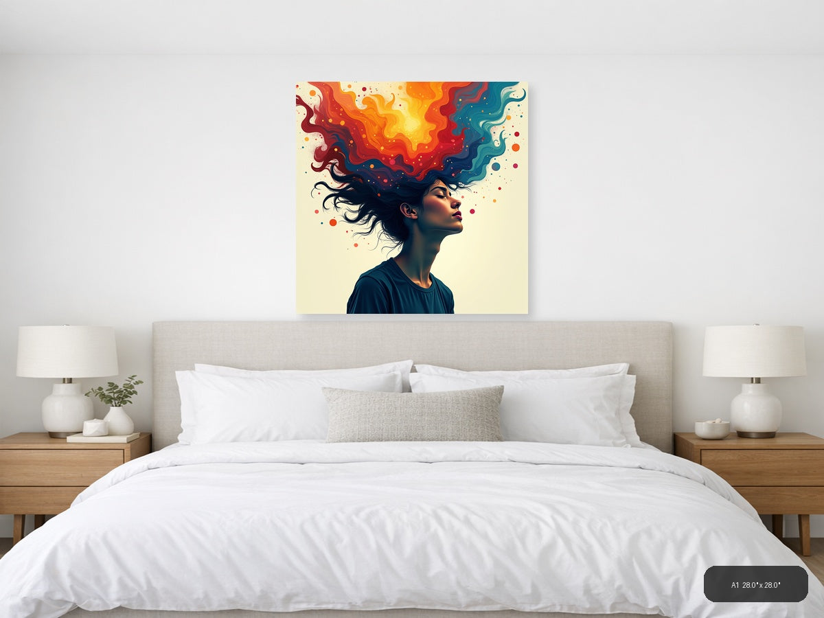 Colorful Mind Abstract Portrait Wall Art — A1 / Bedroom