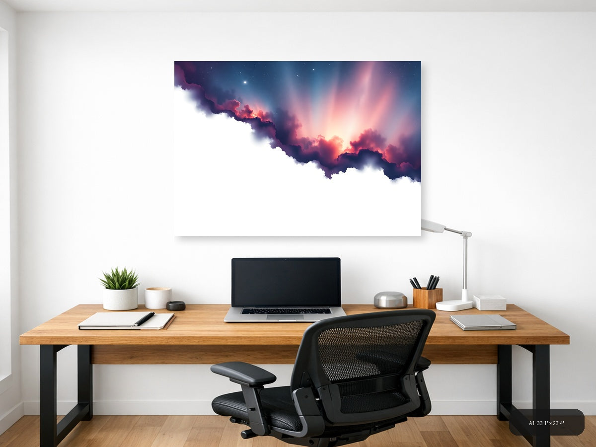 Cosmic Nebula Cloud Minimalist Landscape Wall Art — A1 / Office