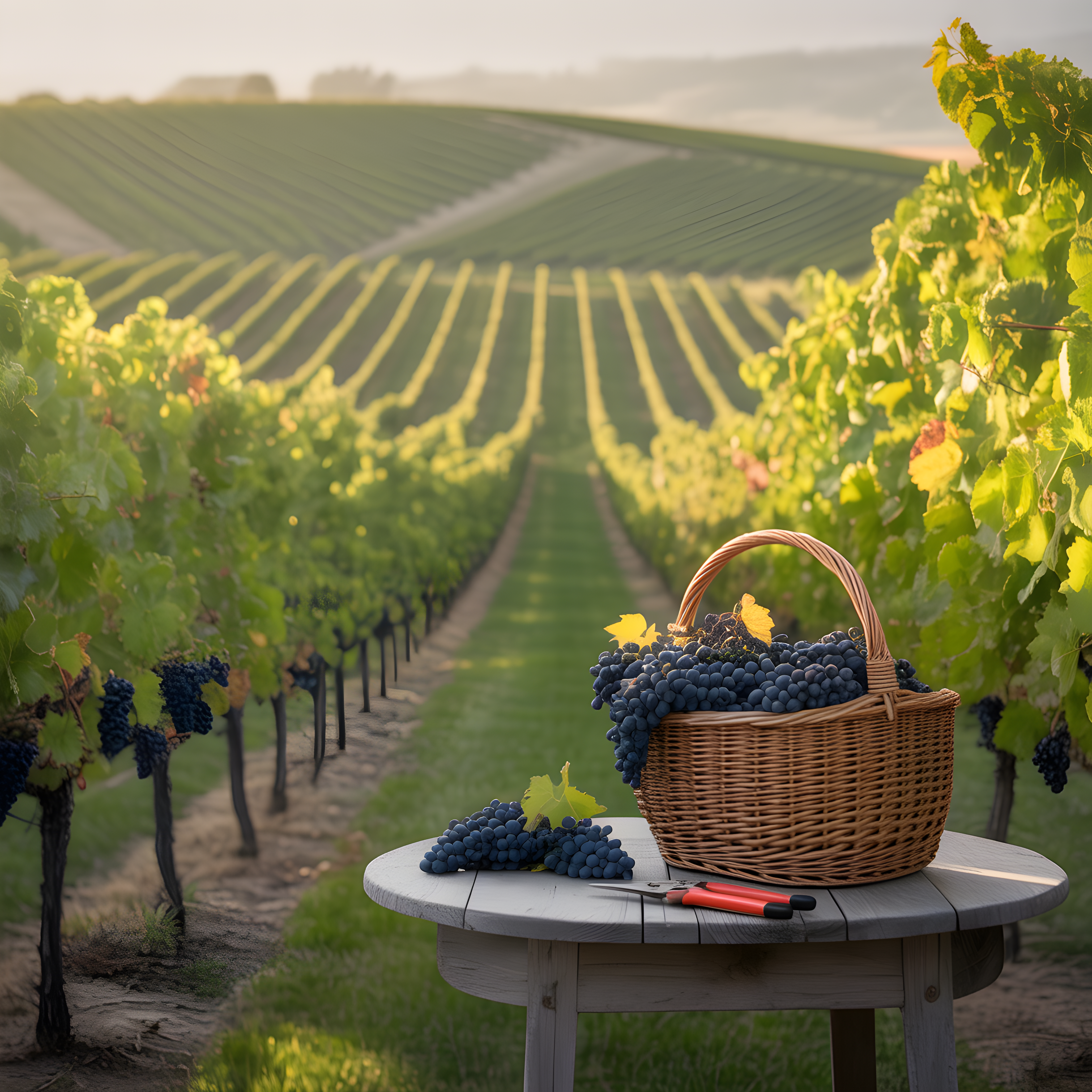 Vineyard Harvest Basket - Minimalist Wall Art