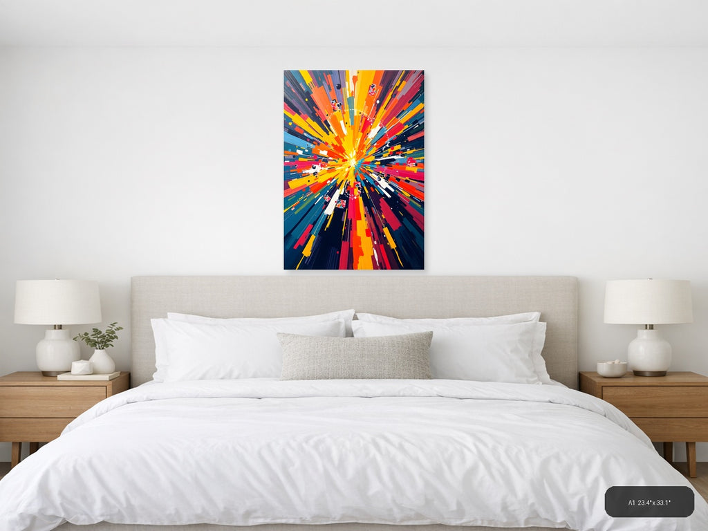 Vibrant Radial Burst Abstract Colorful Wall Art — A1 / Bedroom
