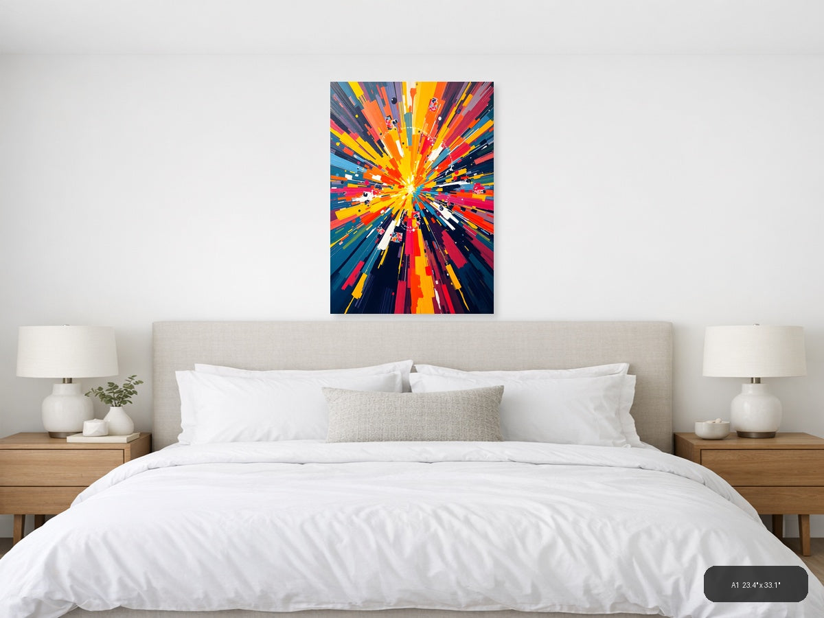 Vibrant Radial Burst Abstract Colorful Wall Art — A1 / Bedroom