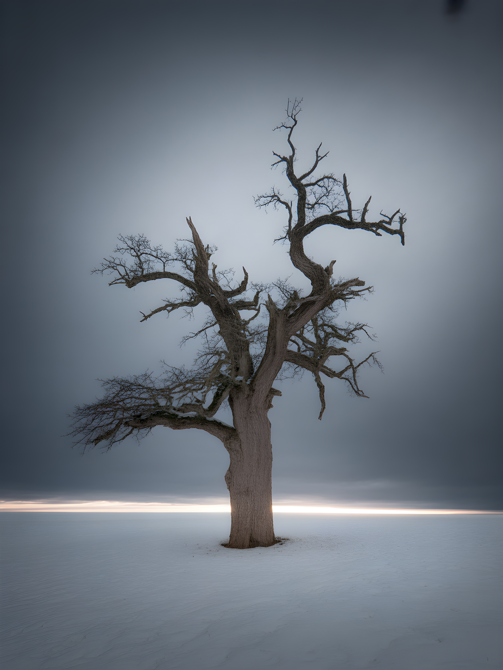 Bare Dead Tree in Snow Storm Photography Wall Art